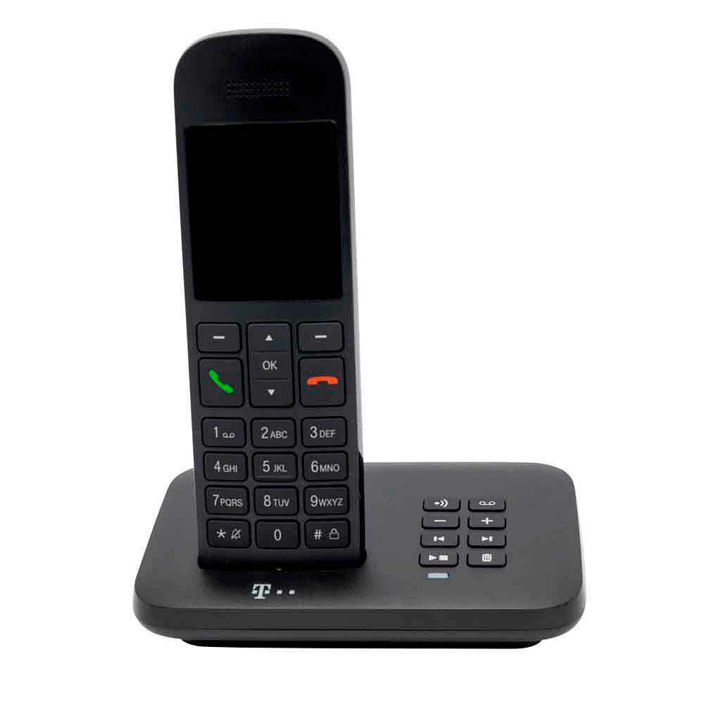 Telekom Sinus A12 Schnurloses Telefon mit Anrufbeantworter schwarz >>  büroshop24