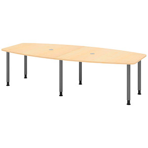 4032062315842 - HAMMERBACHER Konferenztisch KT28C ahorn Tonnenform Rundrohr grau 2800 x 850 1300 x 720 - 740 cm