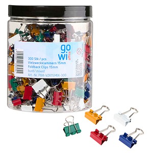 4040881856255 - 300 Foldbackklammern farbsortiert 15 cm