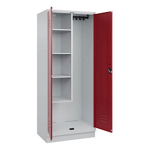 4066681660847 - Putzmittelschrank Classic PLUS 080120-02 S10001 lichtgrau rubinrot 800 x 500 x 1950 cm aufgebaut 4066681660847 C+P-Möbel