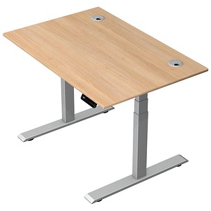 Kerkmann Move 2 Plus elektrisch höhenverstellbarer Schreibtisch eiche hell rechteckig, T-Fuß-Gestell silber 120,0 x 80,0 cm