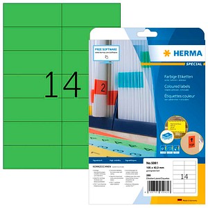 HERMA Etiketten 5061 grün 105,0 x 42,3 mm, 20 Blatt