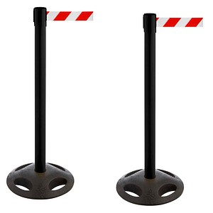Absperrpfosten RS-Guidesystems GLA 25 schwarz Gurt rot weiß 2 Stück