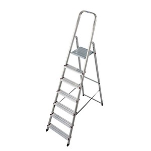 4009199000743 - Stehleiter einseitig CORDA silber 7 Stufen H 2200 cm