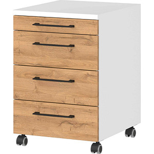 GERMANIA Profi 3.0 Rollcontainer weiß, grandson-eiche 4 Auszüge 42,0 x 49,0 x 61,0 cm