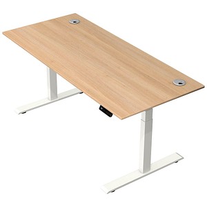 Kerkmann Move 2 Plus elektrisch höhenverstellbarer Schreibtisch eiche hell rechteckig, T-Fuß-Gestell weiß 180,0 x 80,0 cm