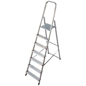 4009199000743 - Stehleiter einseitig CORDA silber 7 Stufen H 2200 cm