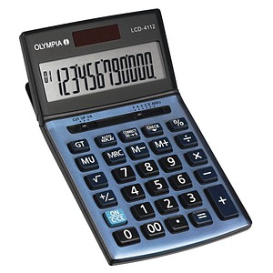 Olympia Tischrechner LCD-4112 Batterie/Solar-Betrieb blau