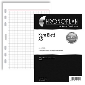 CHRONOPLAN Ringbuch-Ergänzungsblätter kariert A5, 50 Blatt