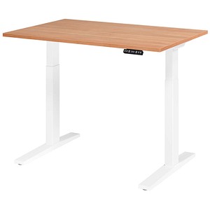 4032062190807 - HAMMERBACHER XMKA12 elektrisch höhenverstellbarer Schreibtisch nussbaum rechteckig C-Fuß-Gestell weiß 1200 x 800 cm