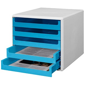 M&M Schubladenbox ocean-blue DIN A4 mit 5 Schubladen
