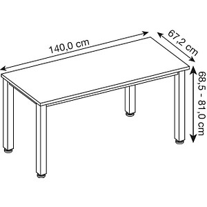 4032062311493 - QS614 Schreibtisch weiß rechteckig 4-Fuß-Gestell grau 1400 x 672 cm 4032062311493 - QS614 Schreibtisch weiß rechteckig 4-Fuß-Gestell grau 1400 x 672 cm