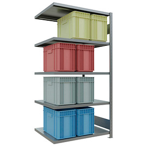4004514284310 - Schulte Lagertechnik Fachbodenregal-Stecksystem MULTIplus 250 Anbauregal Längenriegel 2000x1000x800 mm 5 Böden verzinkt
