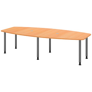 4032062315903 - HAMMERBACHER Konferenztisch KT28C buche Tonnenform Rundrohr grau 2800 x 850 1300 x 720 - 740 cm