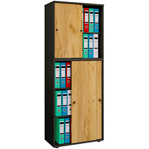 4051814432545 - my office Schiebetürenschrank XXL Lona 919601 anthrazit honig-eiche 3 Fachböden 700 x 370 x 1830 cm 4051814432545 - my office Schiebetürenschrank XXL Lona 919601 anthrazit honig-eiche 3 Fachböden 700 x 370 x 1830 cm