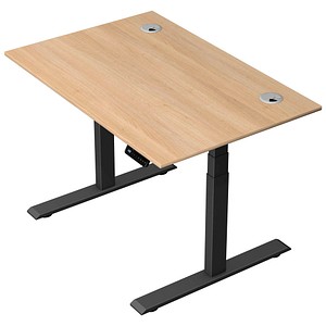 Kerkmann Move 2 Plus elektrisch höhenverstellbarer Schreibtisch eiche hell rechteckig, T-Fuß-Gestell anthrazit 120,0 x 80,0 cm