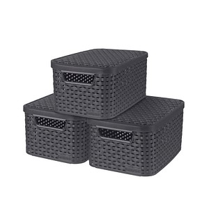 curver STYLE S Aufbewahrungsboxen anthrazit 29,1 x 19,8 x 14,2 cm, 3 St.