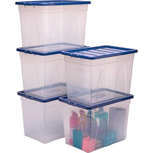 0043859804863 - 5 Aufbewahrungsboxen 640 l transparent blau 380 x 560 x 410 cm 0043859804863 5 Stück
