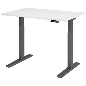 HAMMERBACHER XMKA12 elektrisch höhenverstellbarer Schreibtisch weiß rechteckig, C-Fuß-Gestell grau 120,0 x 80,0 cm