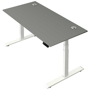 Kerkmann Move 2 Plus elektrisch höhenverstellbarer Schreibtisch grafit rechteckig, T-Fuß-Gestell weiß 160,0 x 80,0 cm