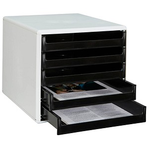 M&M Schubladenbox schwarz DIN A4 mit 5 Schubladen