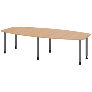 4032062315934 - HAMMERBACHER Konferenztisch KT28C eiche Tonnenform Rundrohr grau 2800 x 850 1300 x 720 - 740 cm