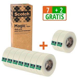 7 + 2 GRATIS: Scotch Magic™ Tape a greener choice Klebefilm matt 19,0 mm x 33,0 m 7 Rollen + GRATIS 2 Rollen