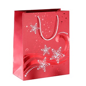 4004360857805 - Geschenktasche GT107 Wave Weihnachten farblich abgestimmte Tragekordel Sterne 26cm x 33cm 4004360857805 3 Stück