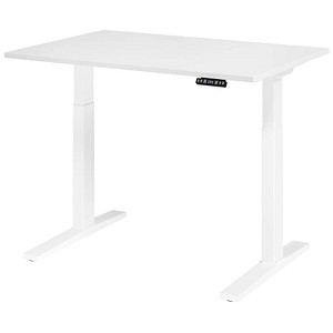 4032062190821 - HAMMERBACHER XMKA12 elektrisch höhenverstellbarer Schreibtisch weiß rechteckig C-Fuß-Gestell weiß 1200 x 800 cm