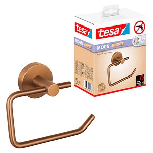 4063565243776 - - moon Toilettenpapierhalter in gebürsteter Bronze - selbstklebender Rollenhalter ohne Deckel aus PVD-beschichtetem Metall - ohne Bohren inkl