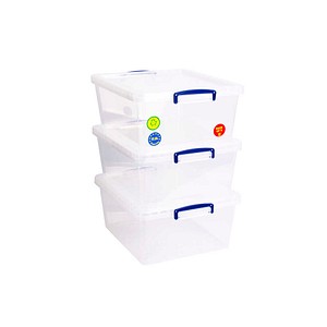 5060456652074 - Really Useful Boxes Aufbewahrungsboxen transparent mit Deckel 175L 3 Stück