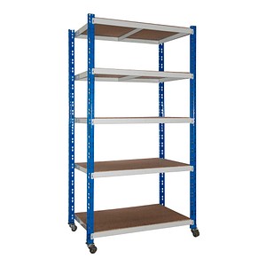 4260054777310 - Rollregal 100 x 60 x 180cm lichtgrau blau 5 Fachböden