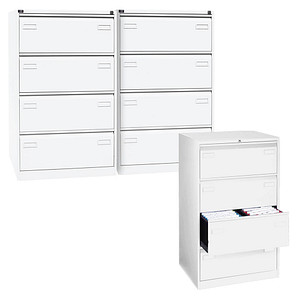 AKTION: BISLEY LIGHT Hängeregistraturschränke verkehrsweiß 4 Schubladen 80,0 x 62,2 x 132,1 cm, 3 St.