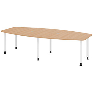 4032062315941 - HAMMERBACHER Konferenztisch KT28C eiche Tonnenform Rundrohr grau 2800 x 850 1300 x 720 - 740 cm