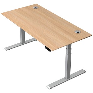 Kerkmann Move 2 Plus elektrisch höhenverstellbarer Schreibtisch eiche hell rechteckig, T-Fuß-Gestell silber 160,0 x 80,0 cm