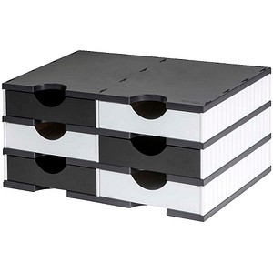 styro Sortierstation styrodoc duo Standard schwarz/weiß mit 6 Fächern