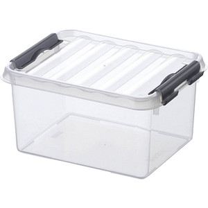8711112780002 - helit the q-line Aufbewahrungsbox mit Deckel transparent Lebensmittelechte stapelbare Kunststoffbox mit Klickverschluss 1 Box 2 Liter