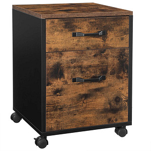 0194343021195 - VASAGLE Rollcontainer Aktenschrank Büroschrank mit 2 Schubladen Rollen für Dokumente in DIN A4 und Letter-Format mit Hängeregistratur