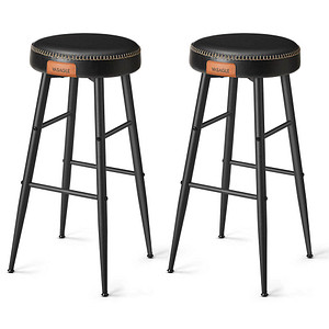 0194343187174 - Vasagle echo Kollektion Barhocker 2er Set Barstuhl Küchenstuhl Kunstleder 762 cm hoch für Küche Esszimmer einfacher Aufbau basisschwarz