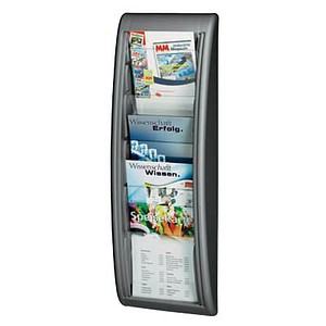 Wandprospekthalter Kompakt silber DIN A5 5 Fächer