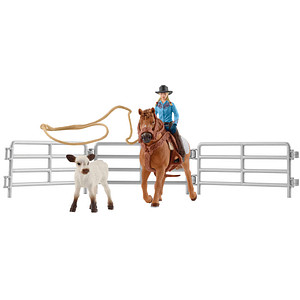 Image of Farm World Team Roping mit Cowgirl, Spielfigur
