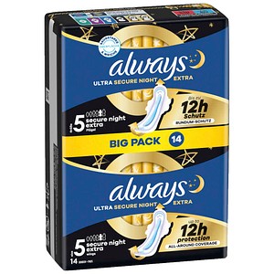 8700216638210 - always Binden Ultra Secure Night Extra mit Flügeln für sehr starke Nächte 14 St