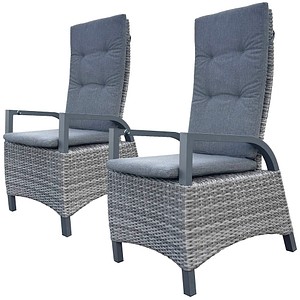 Garden Pleasure Gartenstühle mit Armlehnen ALMADA anthrazit, Metall, 2 St.