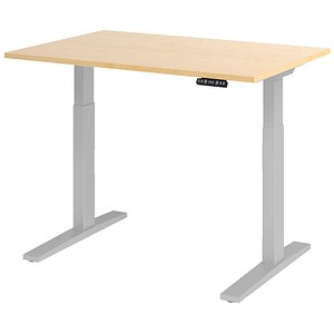 HAMMERBACHER XMKA12 elektrisch höhenverstellbarer Schreibtisch ahorn rechteckig, C-Fuß-Gestell silber 120,0 x 80,0 cm