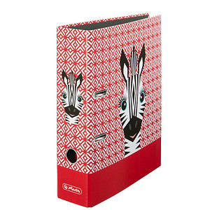 4008110298290 - herlitz Motivordner maXfile Cute Animals Zebra DIN A4 Rückenbreite 80 mm Schlitzordner Einband cellophaniert - 1 Stück (50040193)