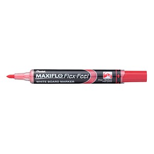 0884851032546 - Whiteboardmarker Pentel Maxiflo Flex-Feel Rundspitze mit variabler Strichstärke integriertes Pumpsystem Schreibfarbe rot 12 Stück