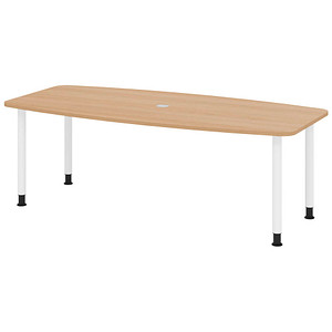 4032062316542 - HAMMERBACHER Konferenztisch KT22C eiche Tonnenform Rundrohr grau 2200 x 830 1030 x 720 - 740 cm