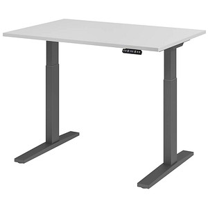 HAMMERBACHER XMKA12 elektrisch höhenverstellbarer Schreibtisch lichtgrau rechteckig, C-Fuß-Gestell grau 120,0 x 80,0 cm