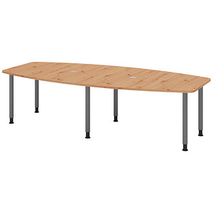 4032062315996 - HAMMERBACHER Konferenztisch KT28C asteiche Tonnenform Rundrohr grau 2800 x 850 1300 x 720 - 740 cm