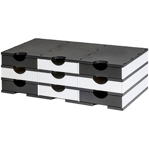 styro Sortierstation styrodoc duo Standard schwarz/weiß mit 9 Fächern